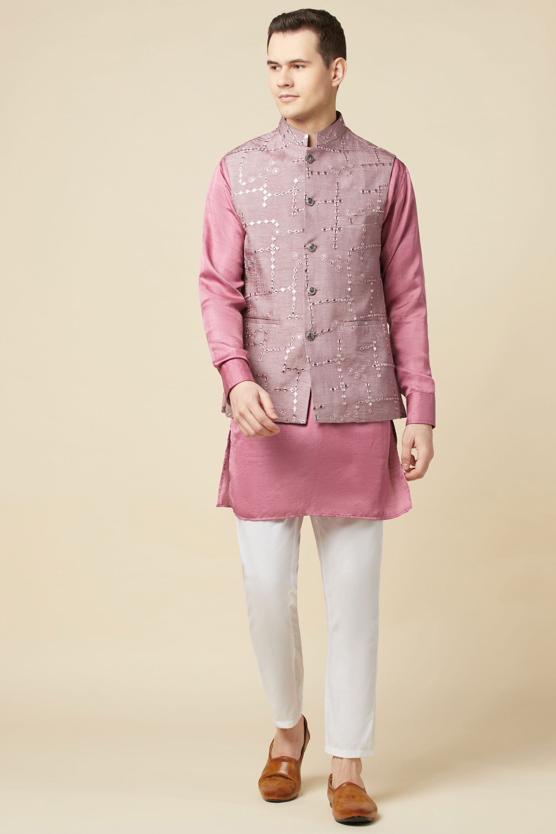 Mirror Embroidered Jacket Kurta Set - Spring Break