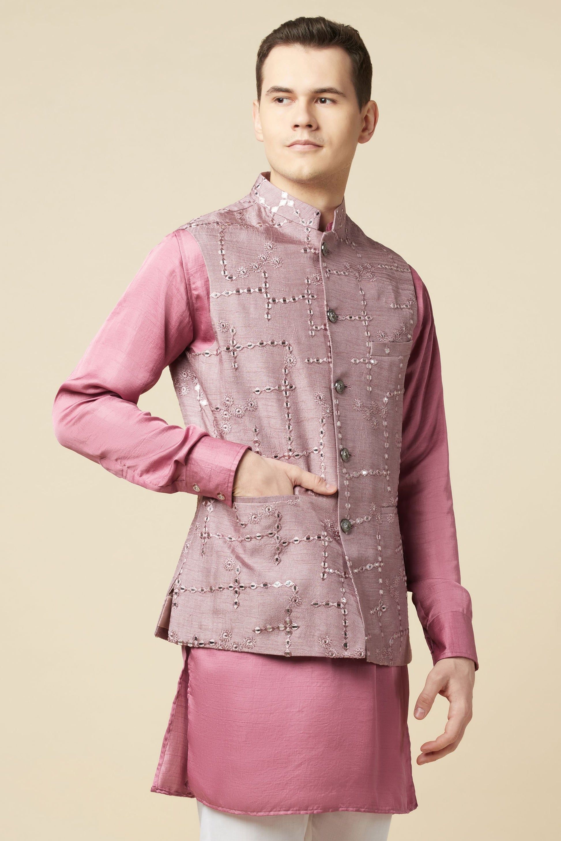 Mirror Embroidered Jacket Kurta Set - Spring Break