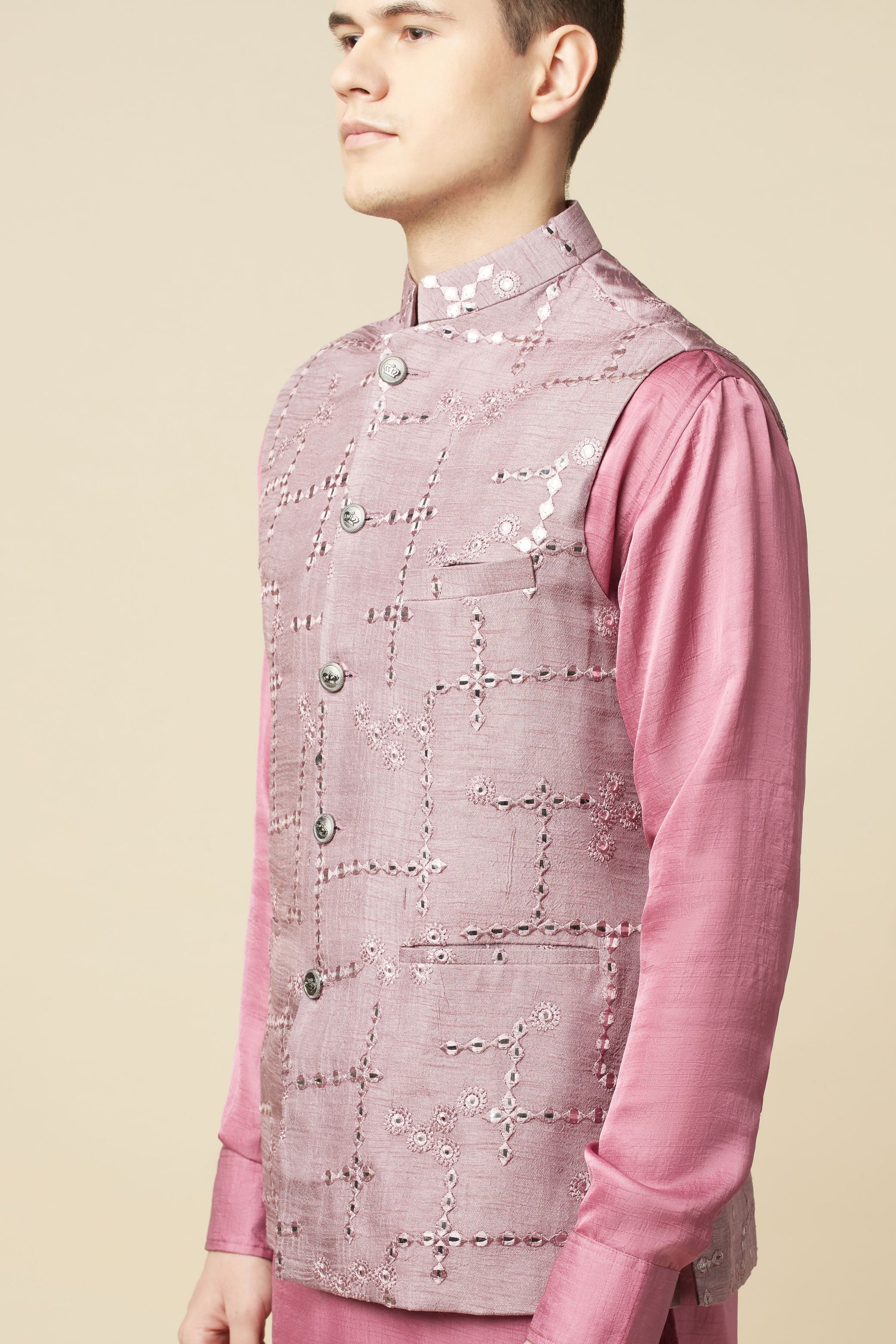 Mirror Embroidered Jacket Kurta Set - Spring Break