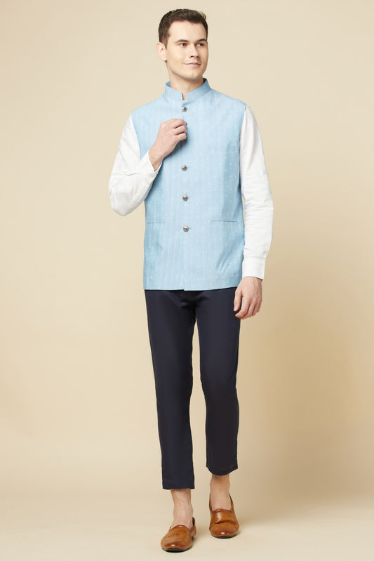 Sky Blue Bundi Jacket Shirt Set - Spring Break
