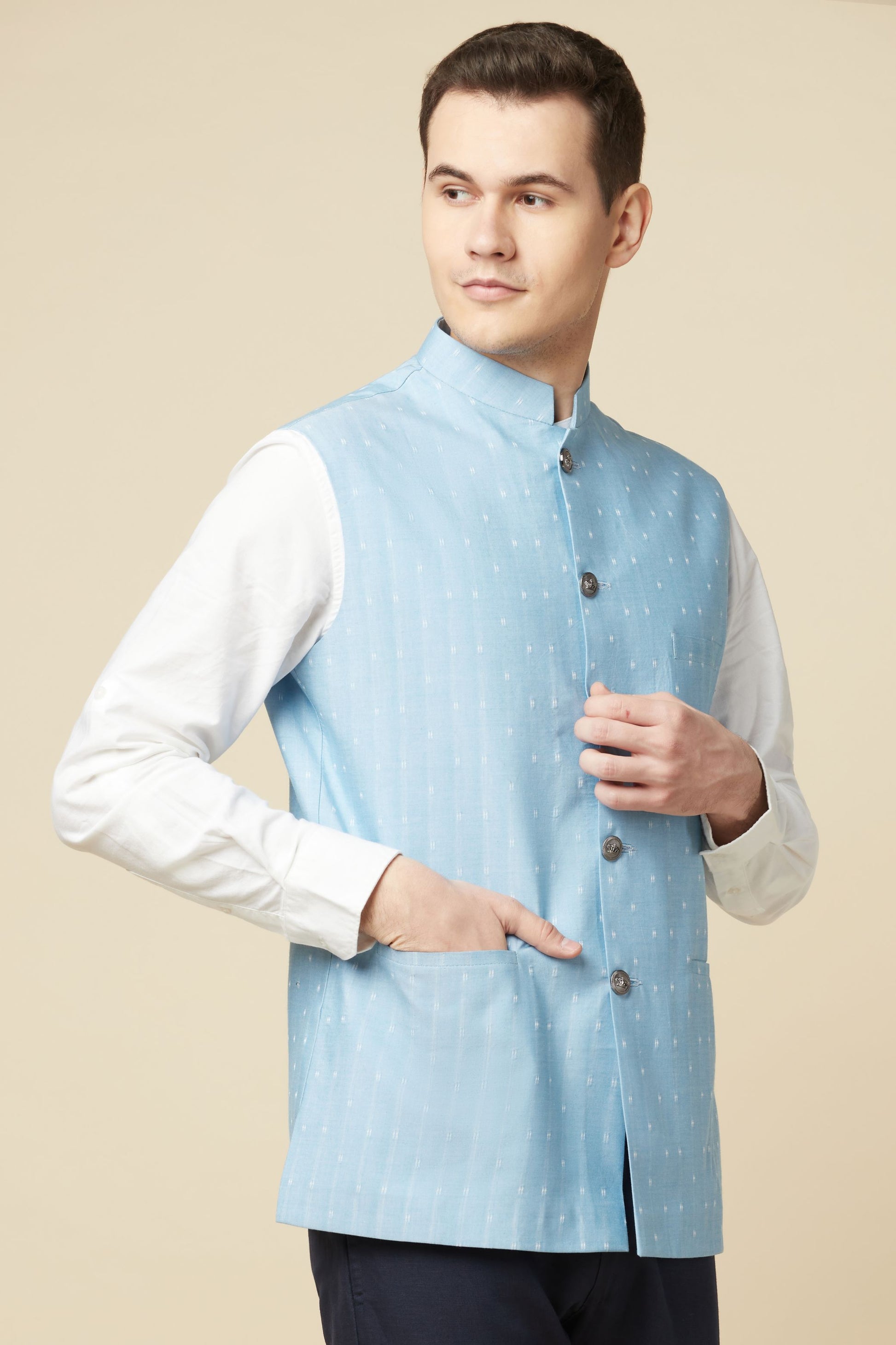 Sky Blue Bundi Jacket Shirt Set - Spring Break