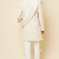 White Lucknowi Chikankari Embroidered Sherwani Set - Spring Break