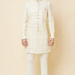 White Lucknowi Chikankari Embroidered Sherwani Set - Spring Break