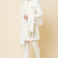 White & Gold Embroidered Polyester Cotton Sherwani Set - Spring Break