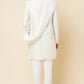 White & Gold Embroidered Polyester Cotton Sherwani Set - Spring Break