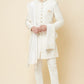 White & Gold Embroidered Polyester Cotton Sherwani Set - Spring Break