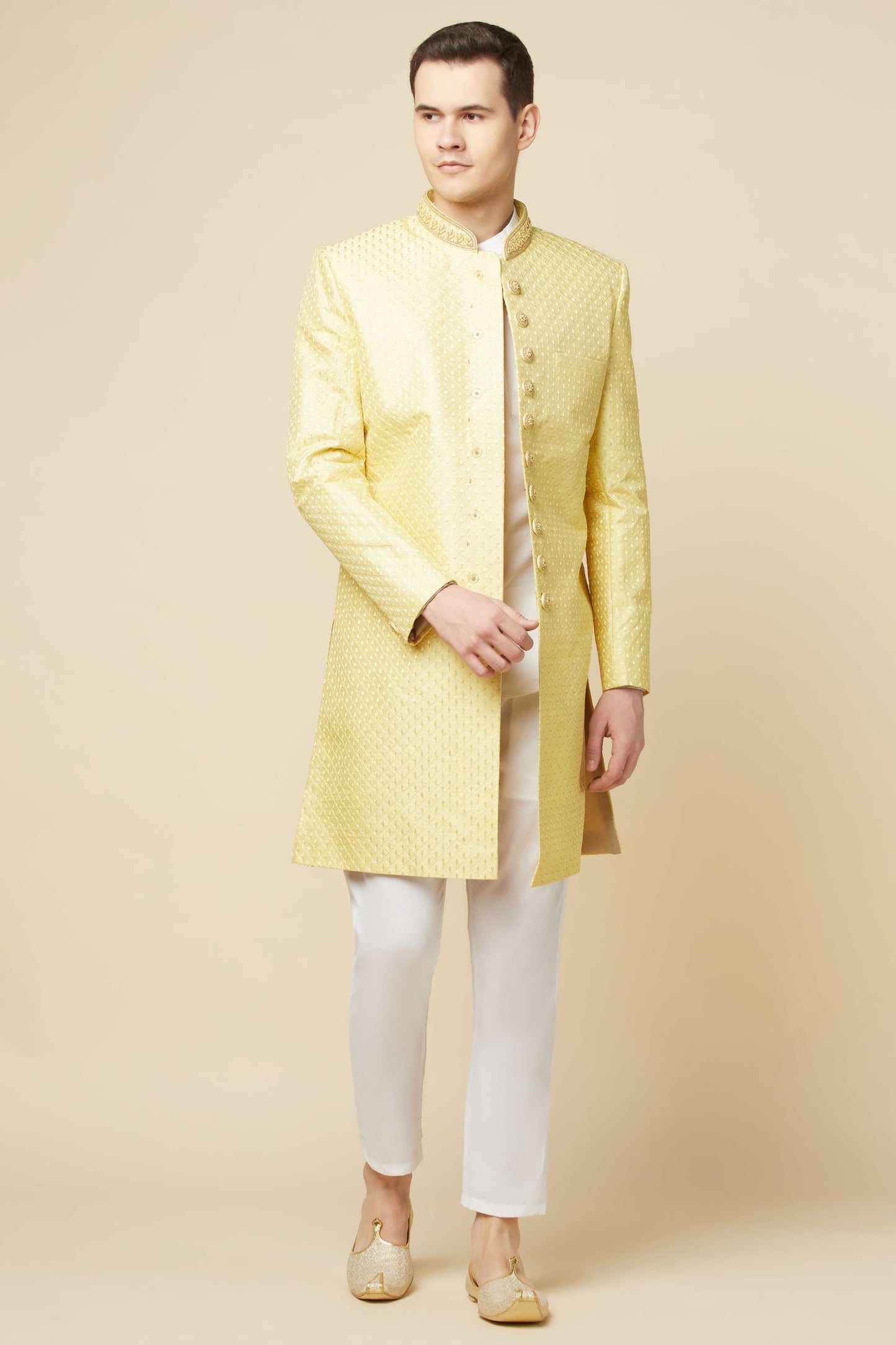 Yellow Embroidered Sherwani Set - Spring Break