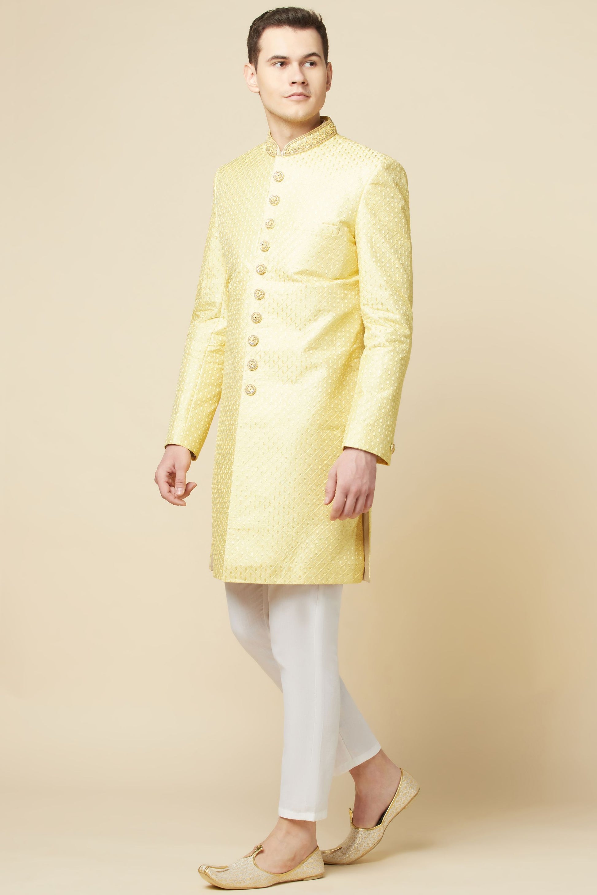Yellow Embroidered Sherwani Set - Spring Break