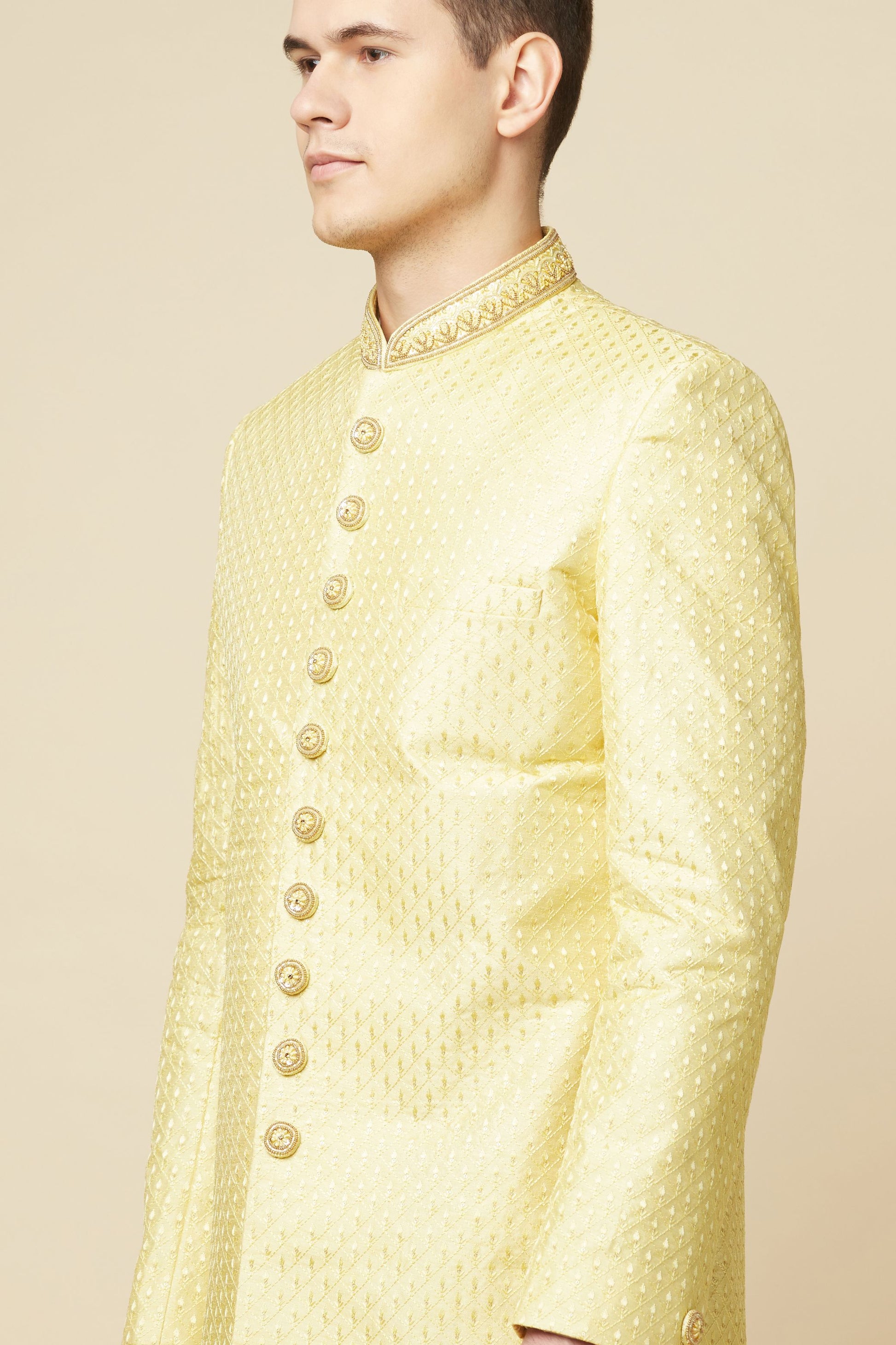 Yellow Embroidered Sherwani Set - Spring Break