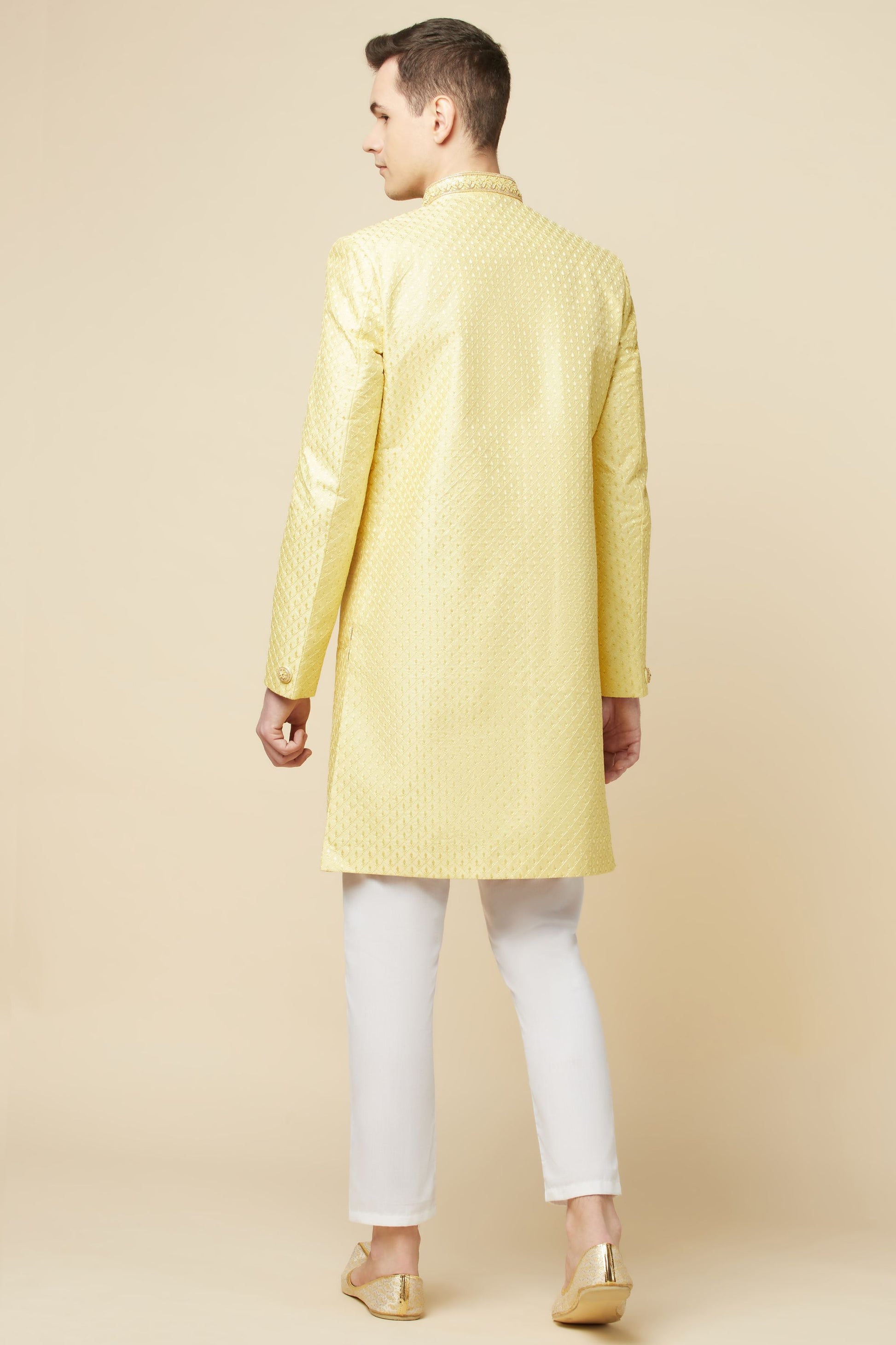 Yellow Embroidered Sherwani Set - Spring Break